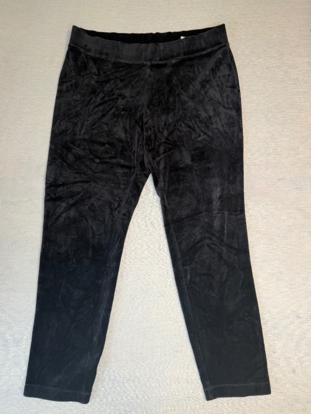 Talbots Luxe Black Velour Straight Leg Pull On Pants Size L Cozy Holiday